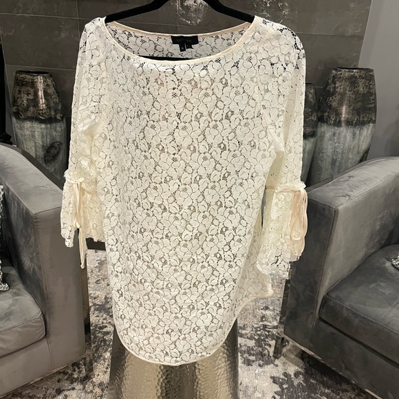Karen Kane lace boho top ivory size xl summer perfect - Picture 8 of 17